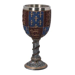 Nemesis Now Edward III Medieval Wine Goblet Fleur-de-Lys & Lions Resin Cup 7”